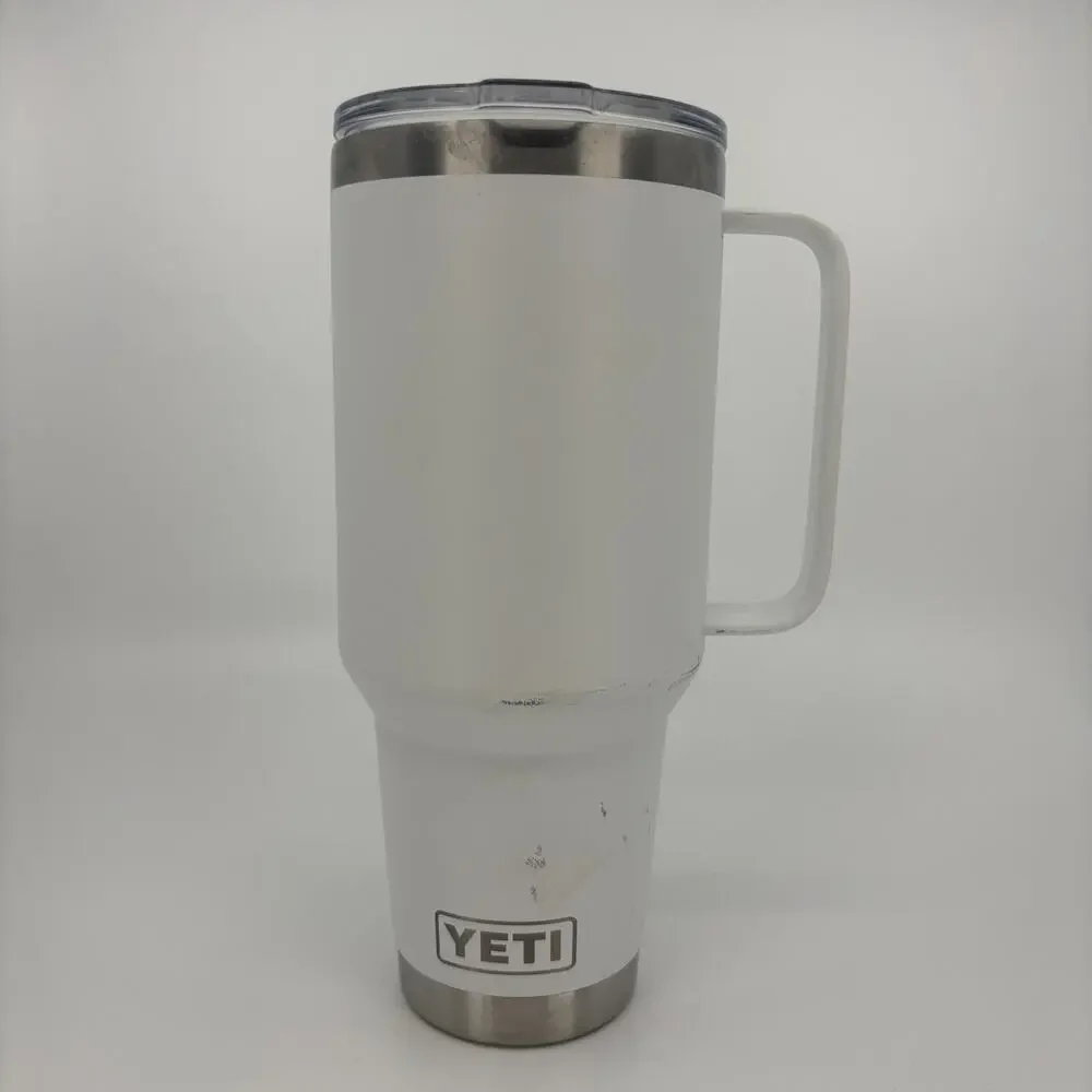 Yeti Rambler 42 Oz Straw Mug With Handle White C6 Logo No Straw